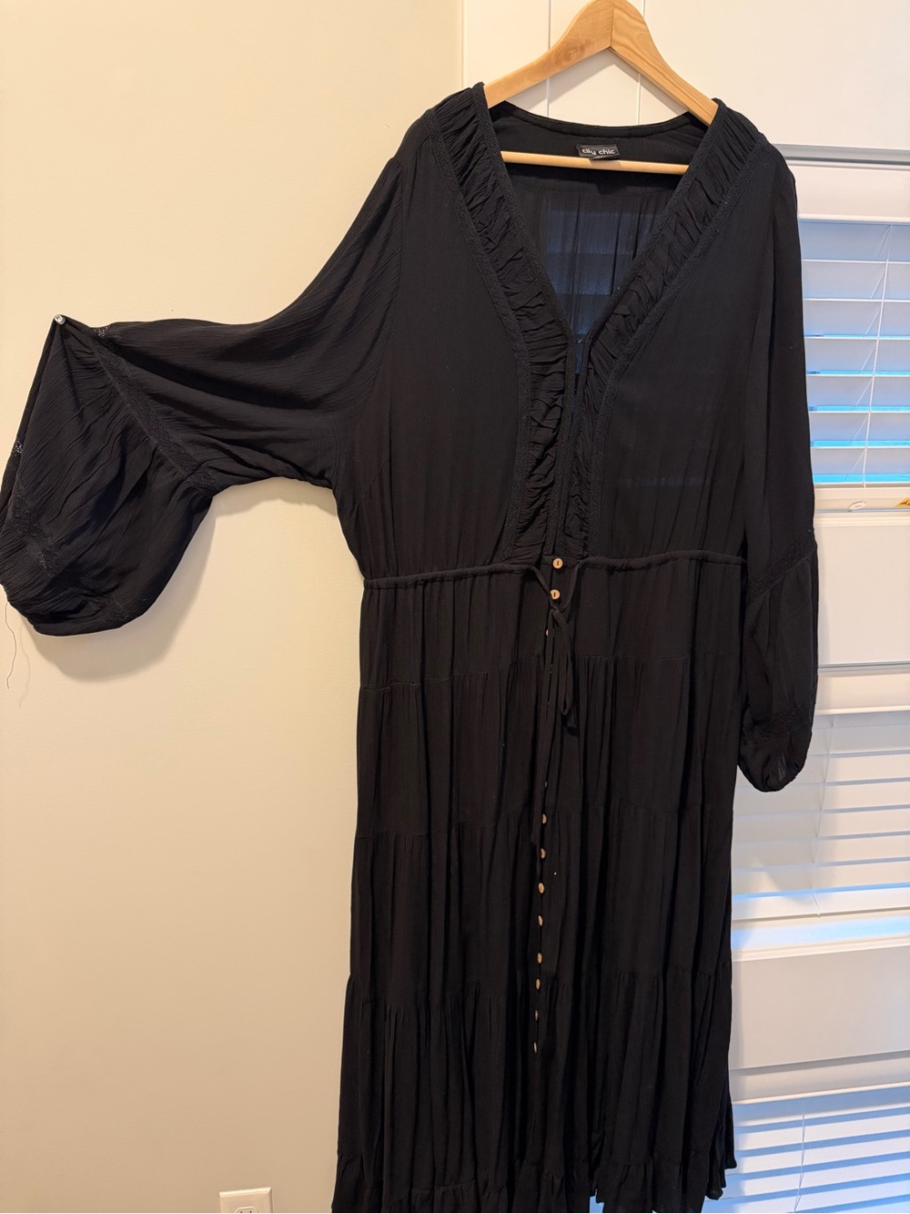 City Chic size 18 Black Tiered Maxi Dress with Ruffle Trim